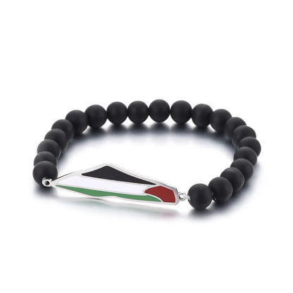 Palestine Map With Flag Beads Ball Bracelet